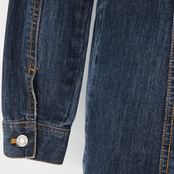 Chicos Denim Dress 0 Womens Small 4 Blue Stretch Cotton Jean Pockets Vintage - Picture 12 of 16